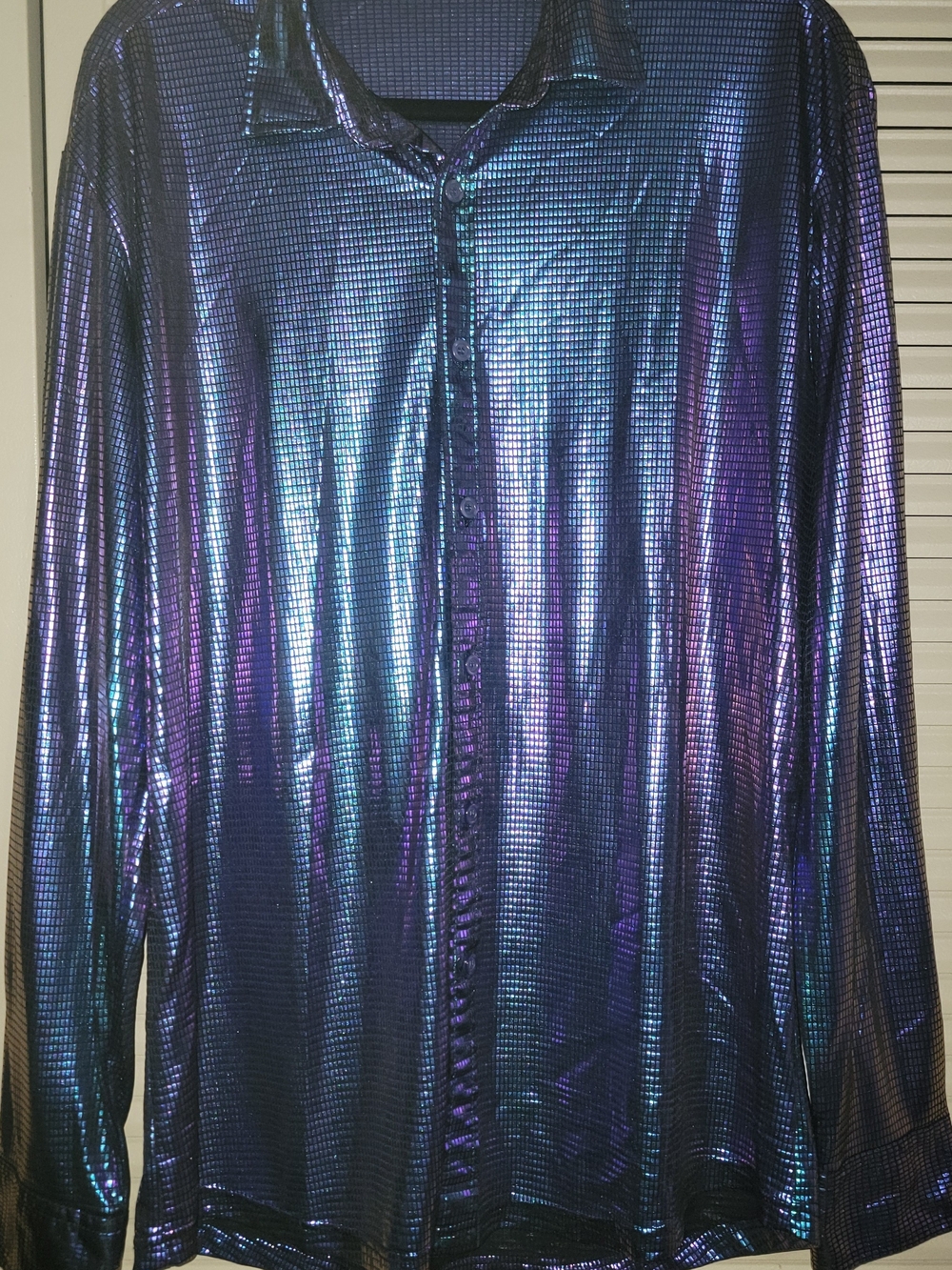 Men's Iridescent Blue-Purple Dress Shirt - Stylish Button-Up